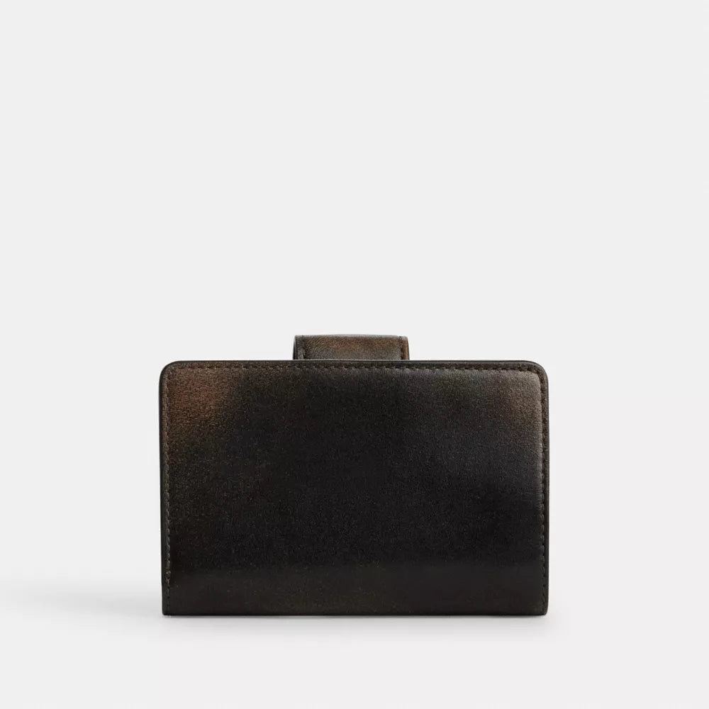 Medium Corner Zip Wallet In Loved Leather - Silver/Black Brown