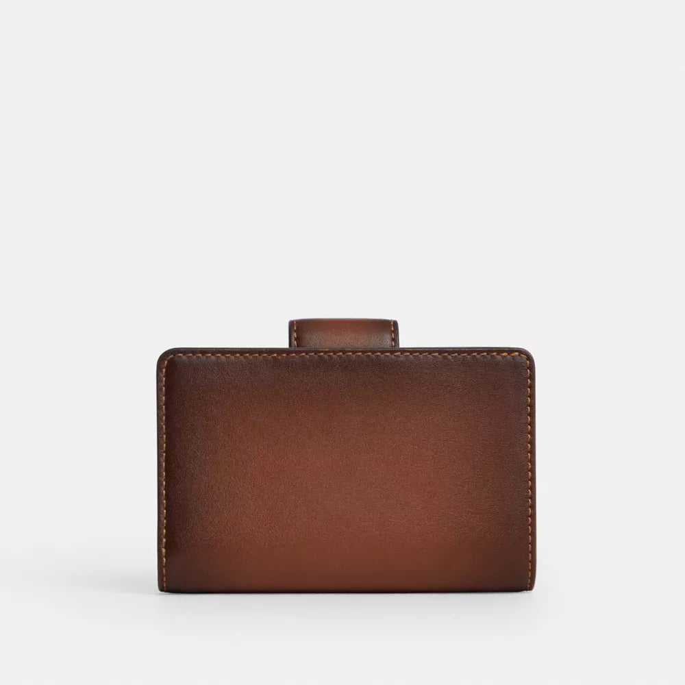Medium Corner Zip Wallet - Smooth Leather/Gold/Redwood