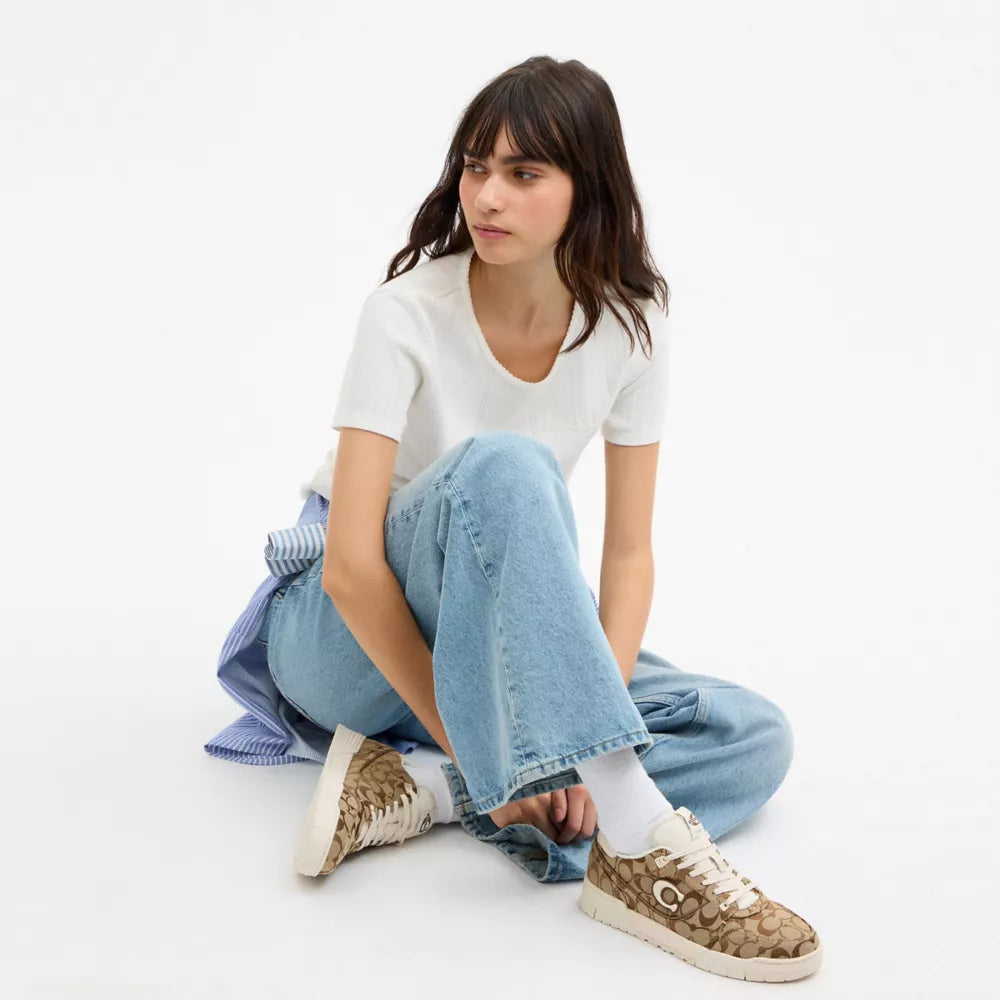 Soho Sneaker In Signature Sateen Jacquard - Chalk Multi
