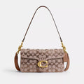 Tabby Shoulder Bag 26 In Crystal Signature Jacquard - Crystal/Brass/MUSHROOM
