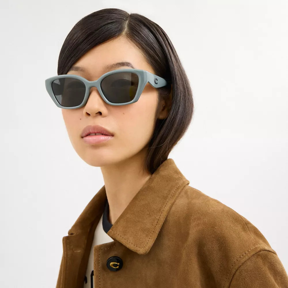 C Hardware Square Cat Eye Sunglasses - Industrial Grey
