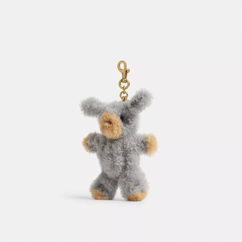 Fuzzy Bag Charm In Shearling - Shearling/Brass/Multi