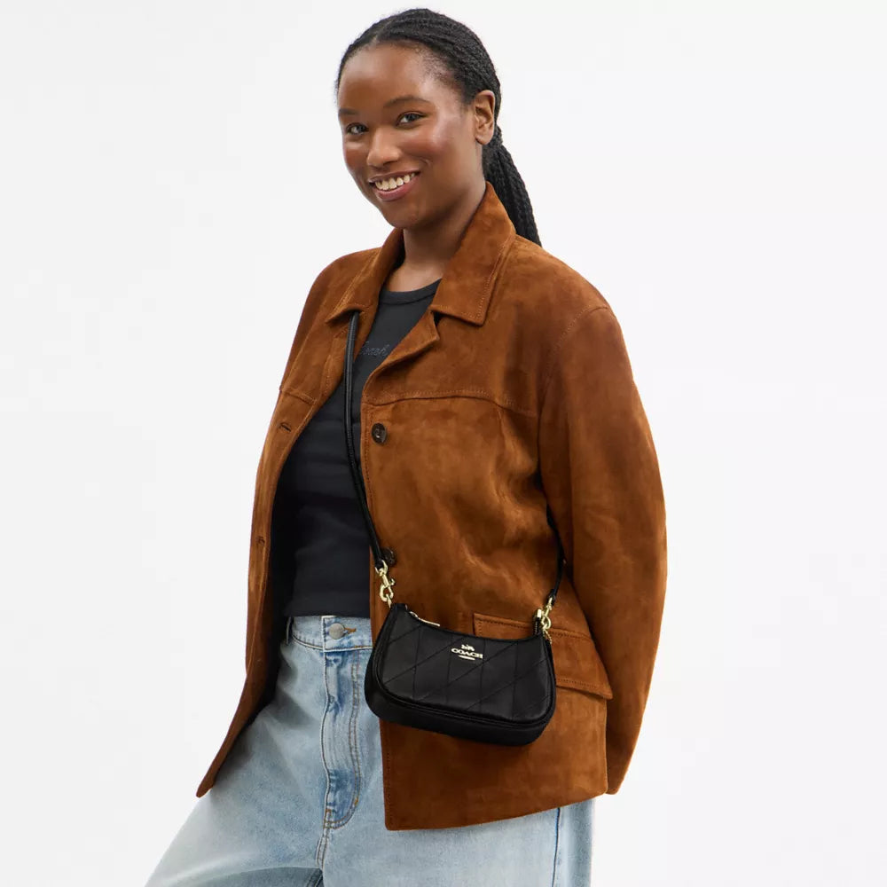 Teri Mini Crossbody Bag With Quilting - Gold/Black