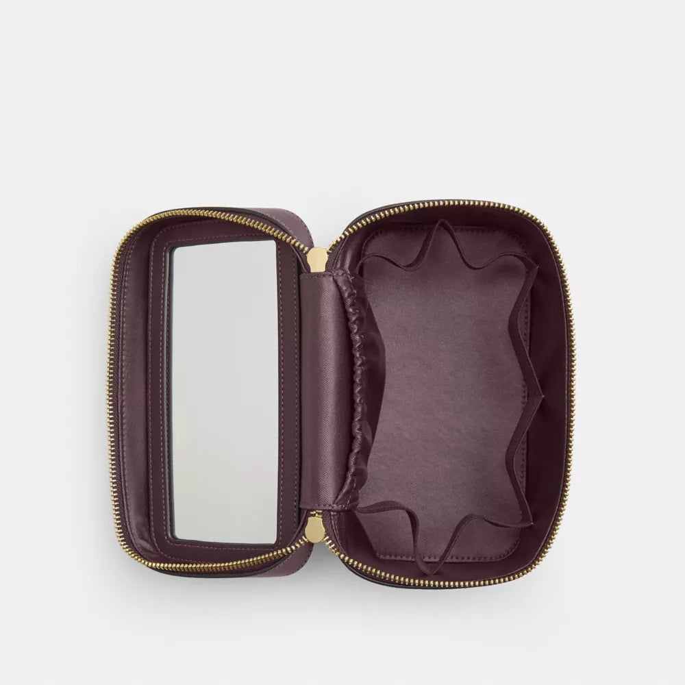 Cosmetic Case In Signature Canvas - Signature Canvas/Gold/Black Currant