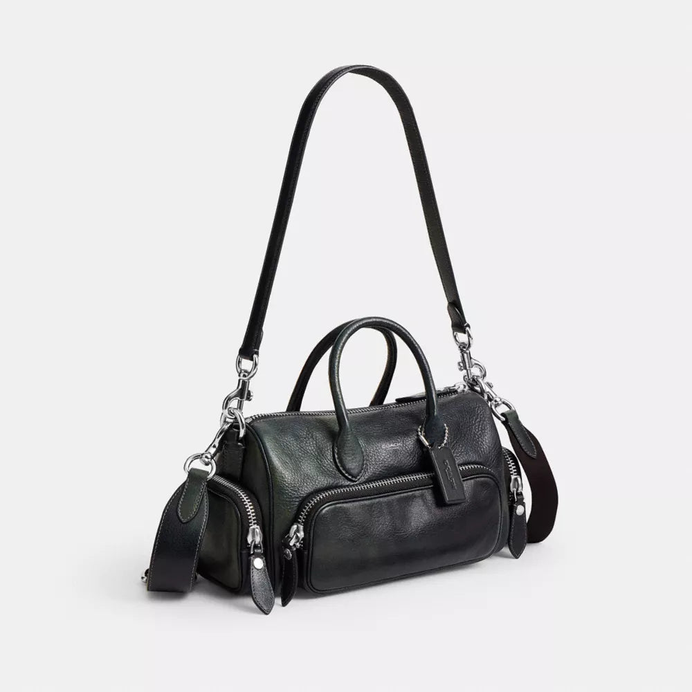 Compass Bag 25 With Pockets - Pebbled Leather/Navy/Green