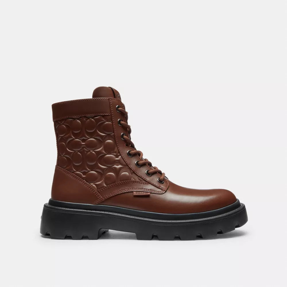 Combat Boot In Signature Leather - Vintage Brown