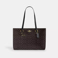Station Tote Bag In Signature Canvas - Signature Canvas/Gold/Walnut/Black
