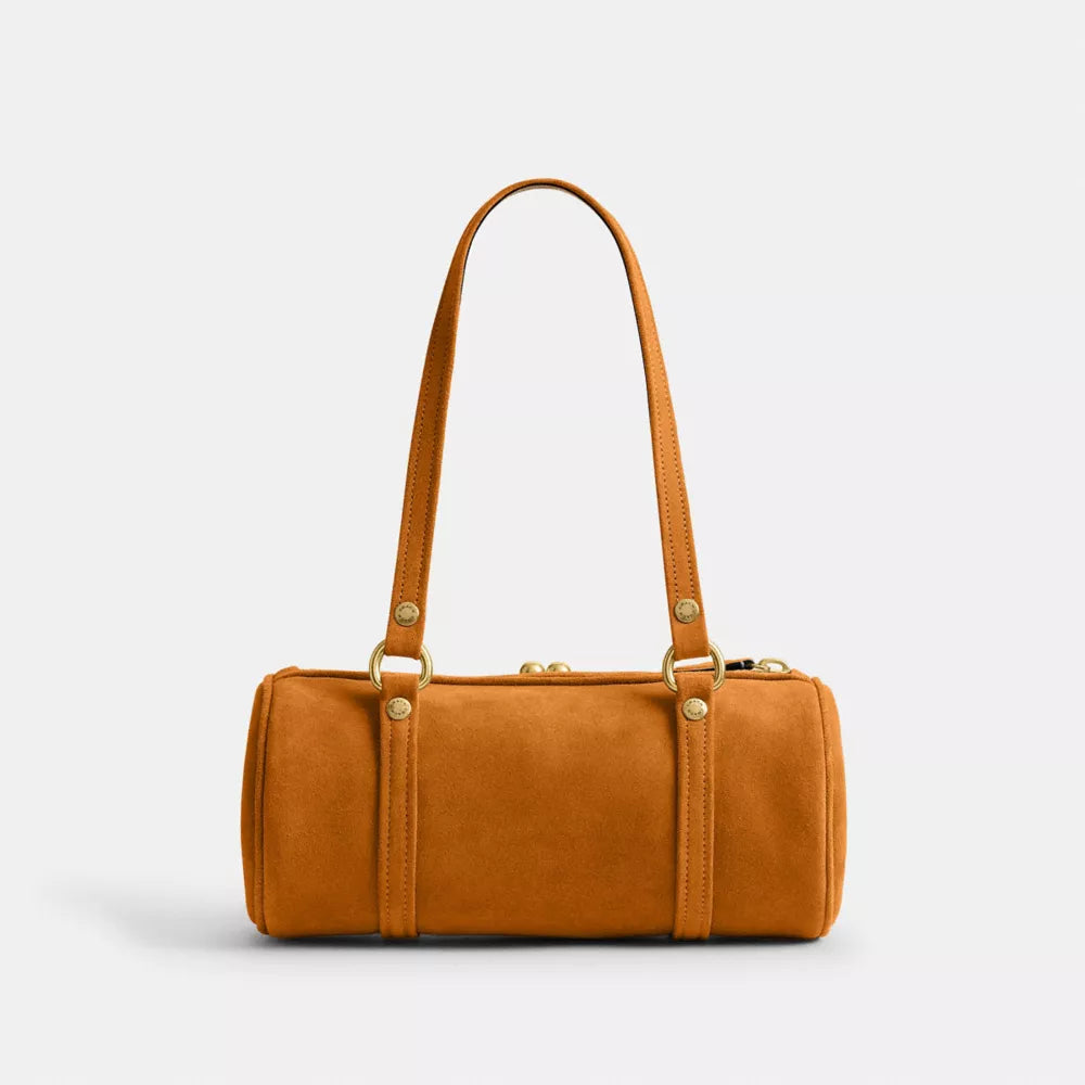 Kisslock Barrel Bag 28 - Suede/Brass/Marigold