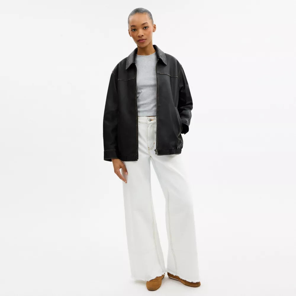 Loved Oversized Leather Jacket - Black