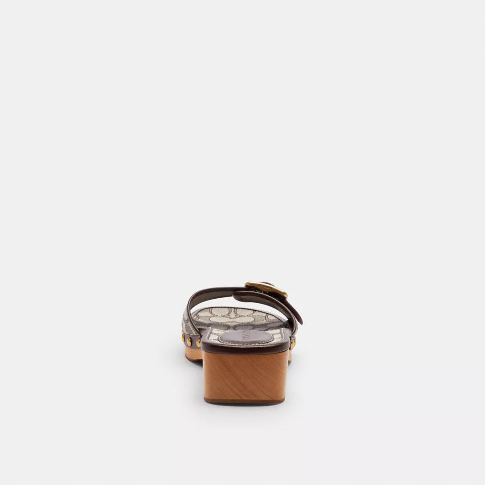 Margot Wooden Sandal In Signature Jacquard - Oak/Maple