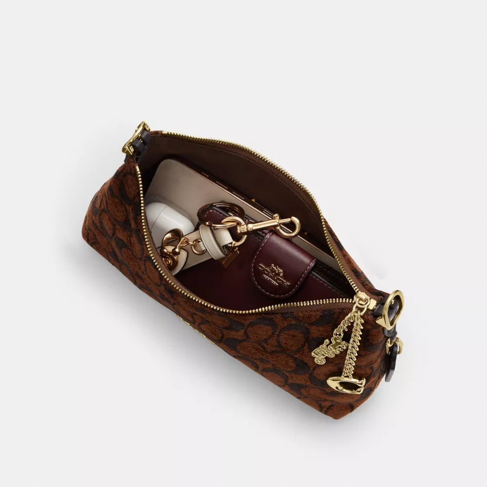 Emeilia Shoulder Bag In Signature Chenille - Signature Chenille/Gold/Truffle