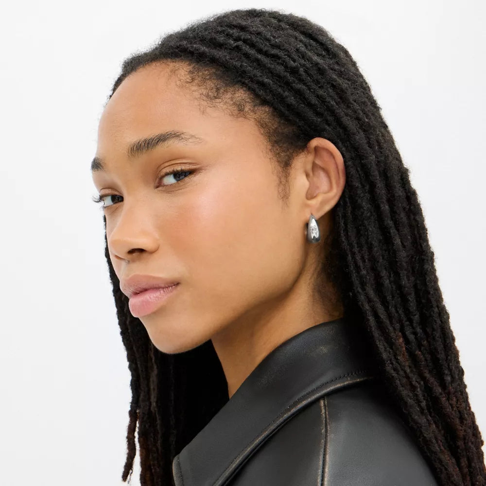 Signature Thick Hoop Earrings - Silver