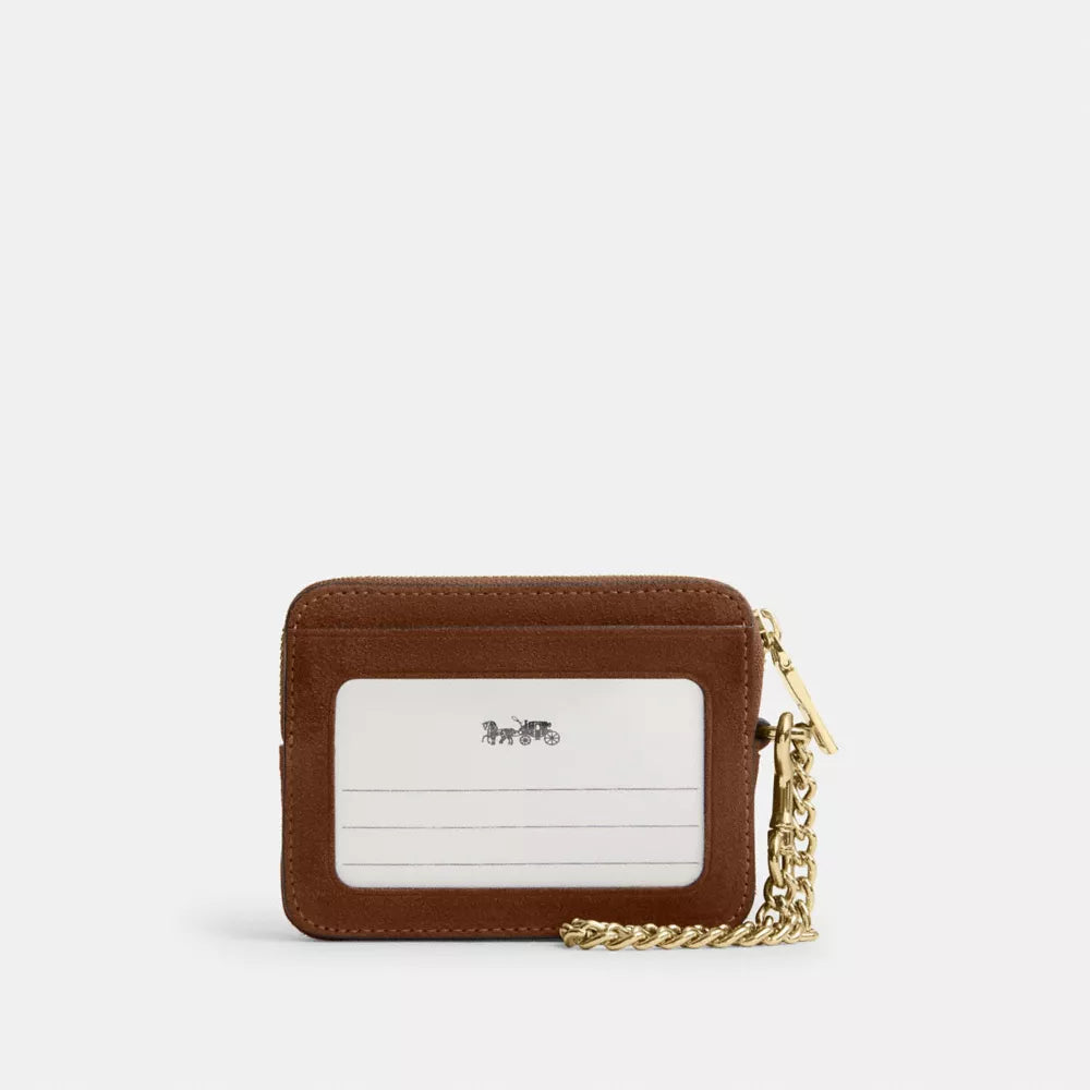 Zip Card Case - Suede/Gold/Warm Brown