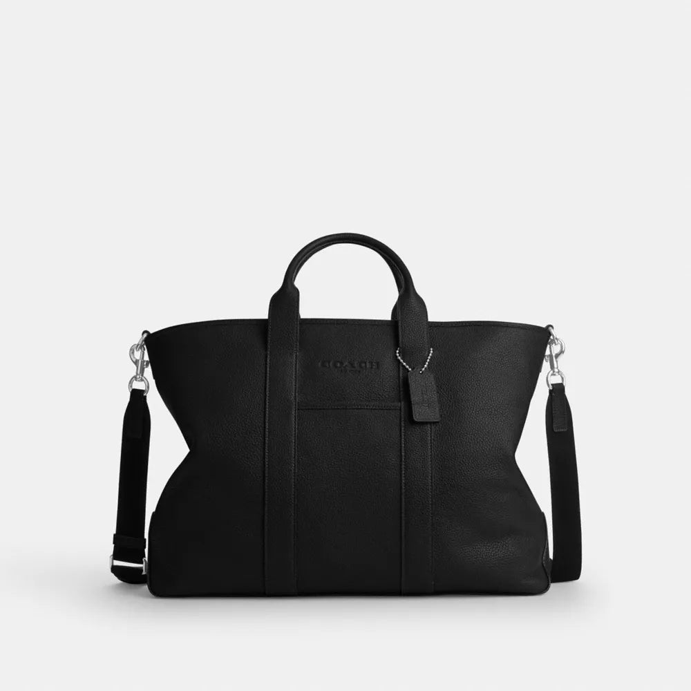 Grayson Tote Bag - Pebbled Leather/Silver/Black