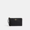 Large Corner Zip Wristlet - Pebbled Leather/Gold/Black
