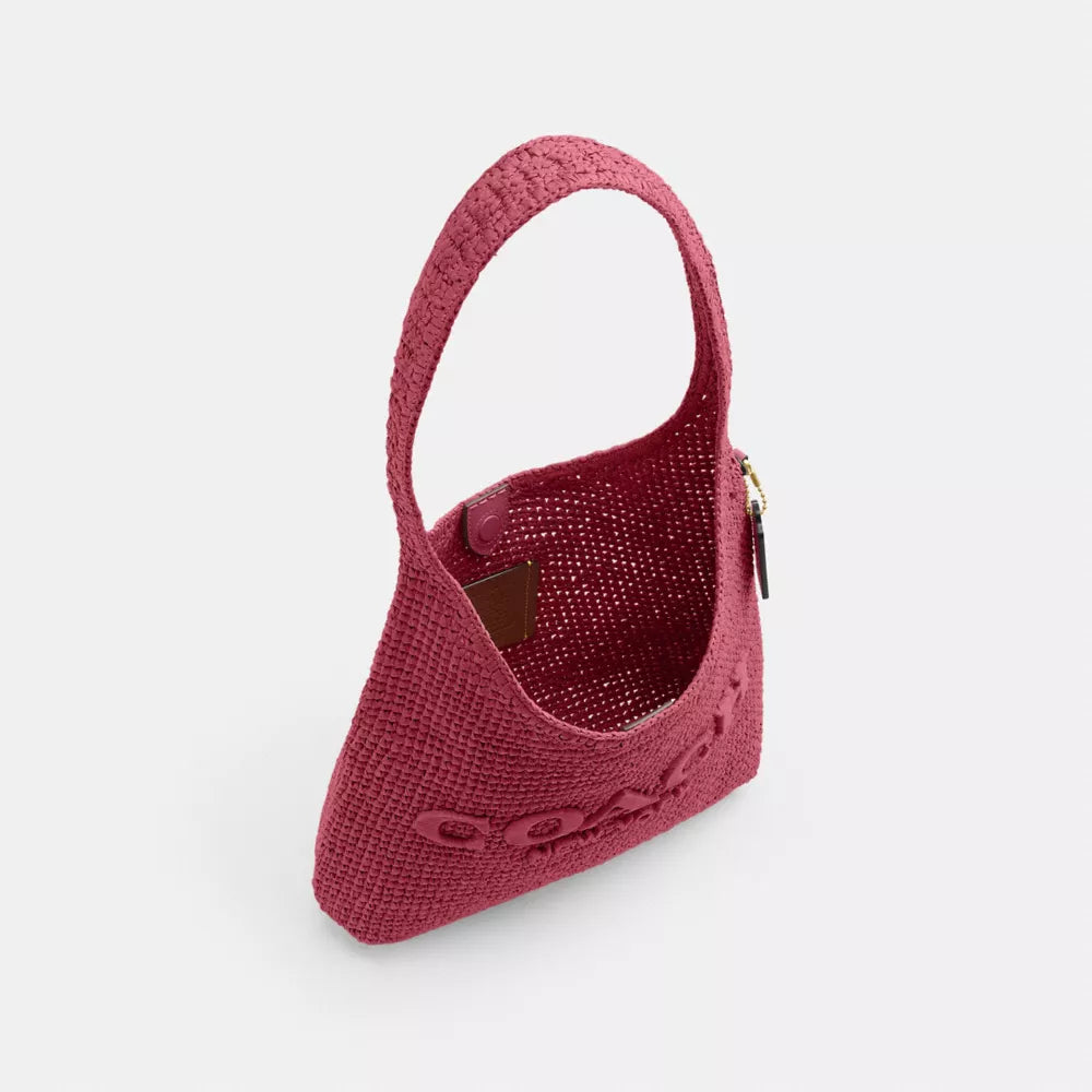 Brooklyn Shoulder Bag 28 - Straw/Brass/Dark Fuchsia