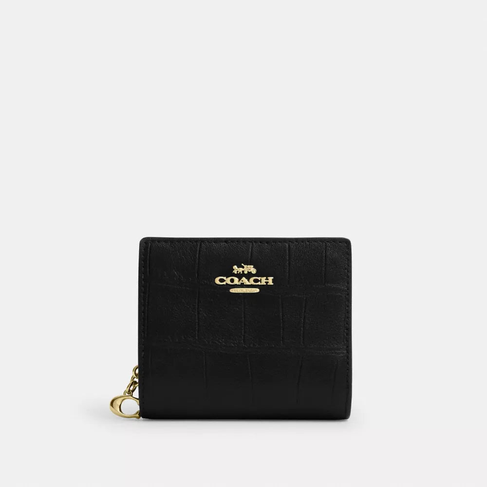 Snap Wallet - Embossed Crocodile/Gold/Black