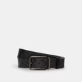 Double Bar Buckle Cut-To-Size Reversible Belt, 38MM - Signature Canvas/Gunmetal/Charcoal/Black