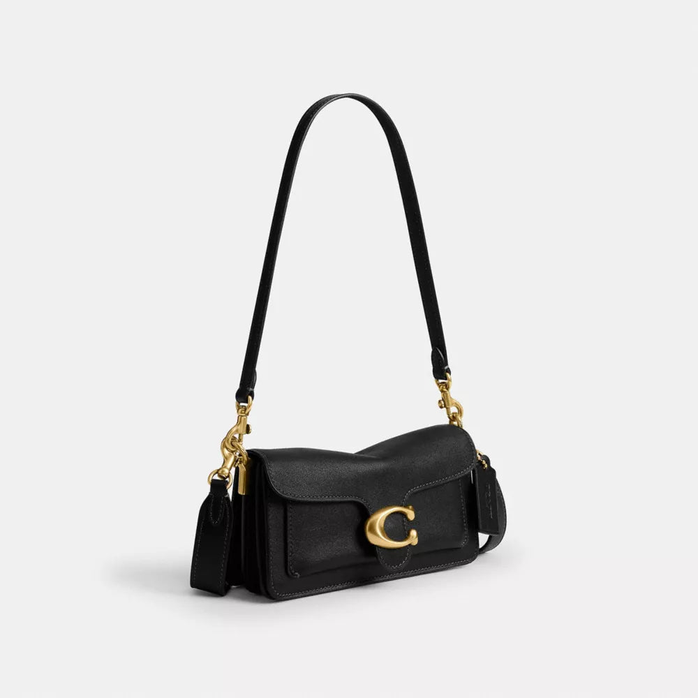 Soft Tabby Shoulder Bag 20 - Natural Grain Leather/Brass/Black