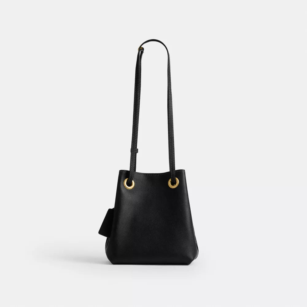 Jade Drawstring Bag - Natural Grain Leather/Brass/Black