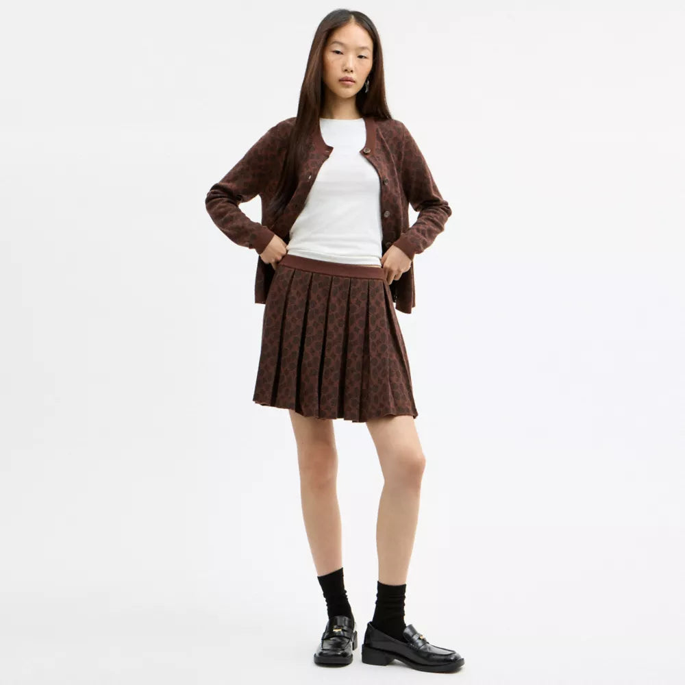 Signature Pleated Knit Mini Skirt - Maple