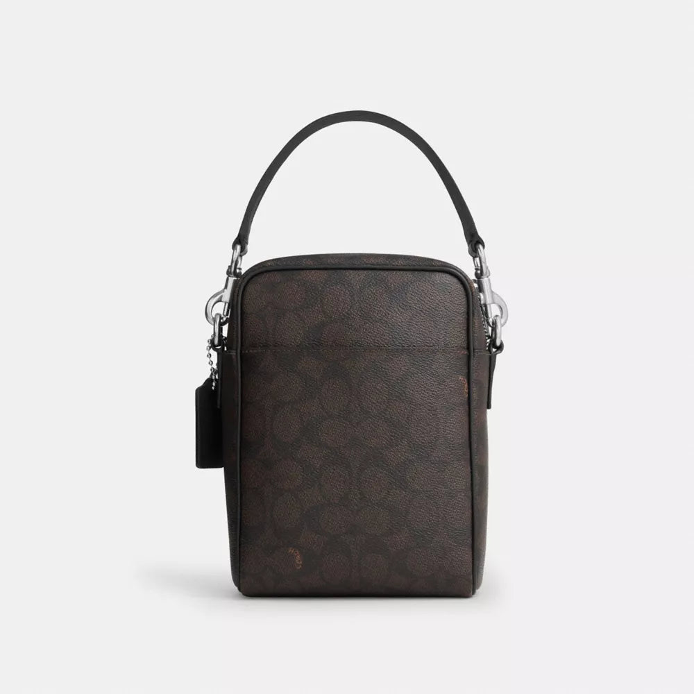 Tristan Crossbody Bag 14 In Signature Canvas With Patches - Signature Canvas/SV/Walnut/Black