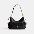 Laurel Shoulder Bag With Pockets - Crinkle Leather/Gold/Black