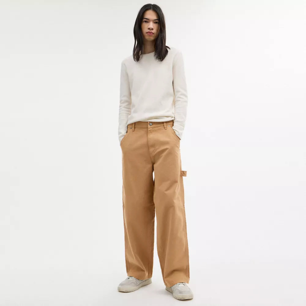 Canvas Pants In Organic Cotton - Sand