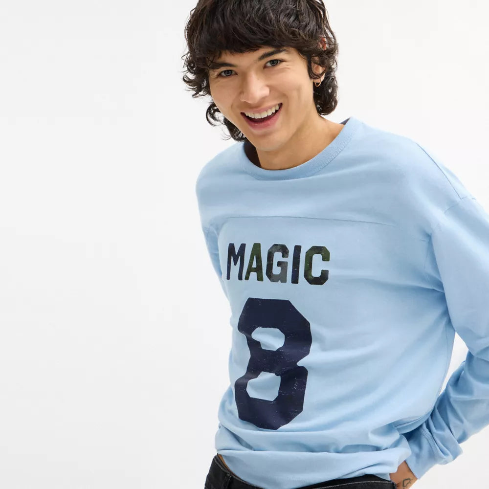Football Long Sleeve Relaxed T-Shirt - Baby Blue