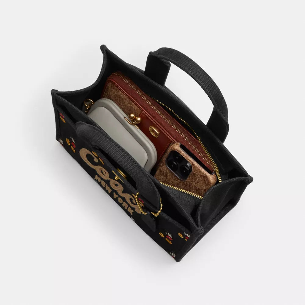 Disney X Coach Cargo Tote Bag 26 With Mickey Mouse In Regenerative Cotton Canvas - Canvas/Brass/Black Multi