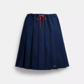 Sporty Pleated Midi Skirt - Navy Blue