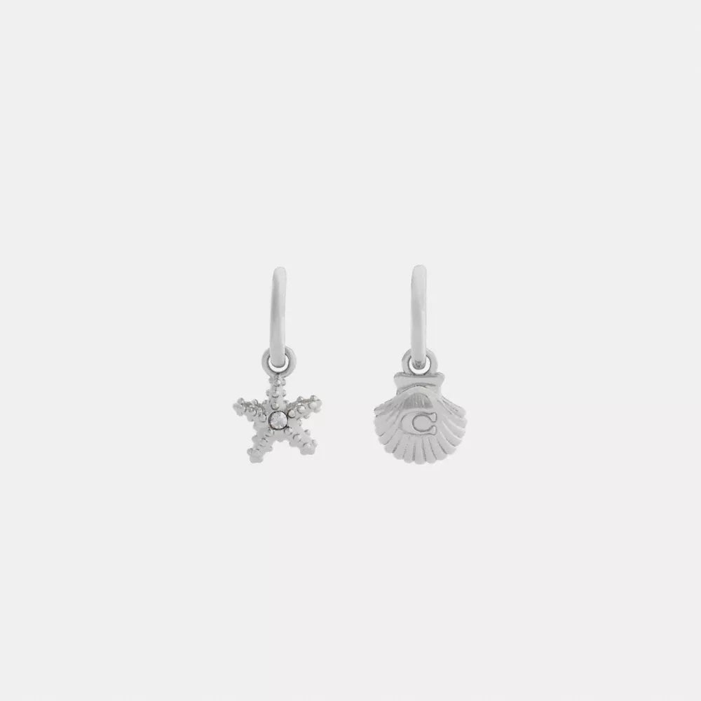 Seashells Huggie Earrings - Silver