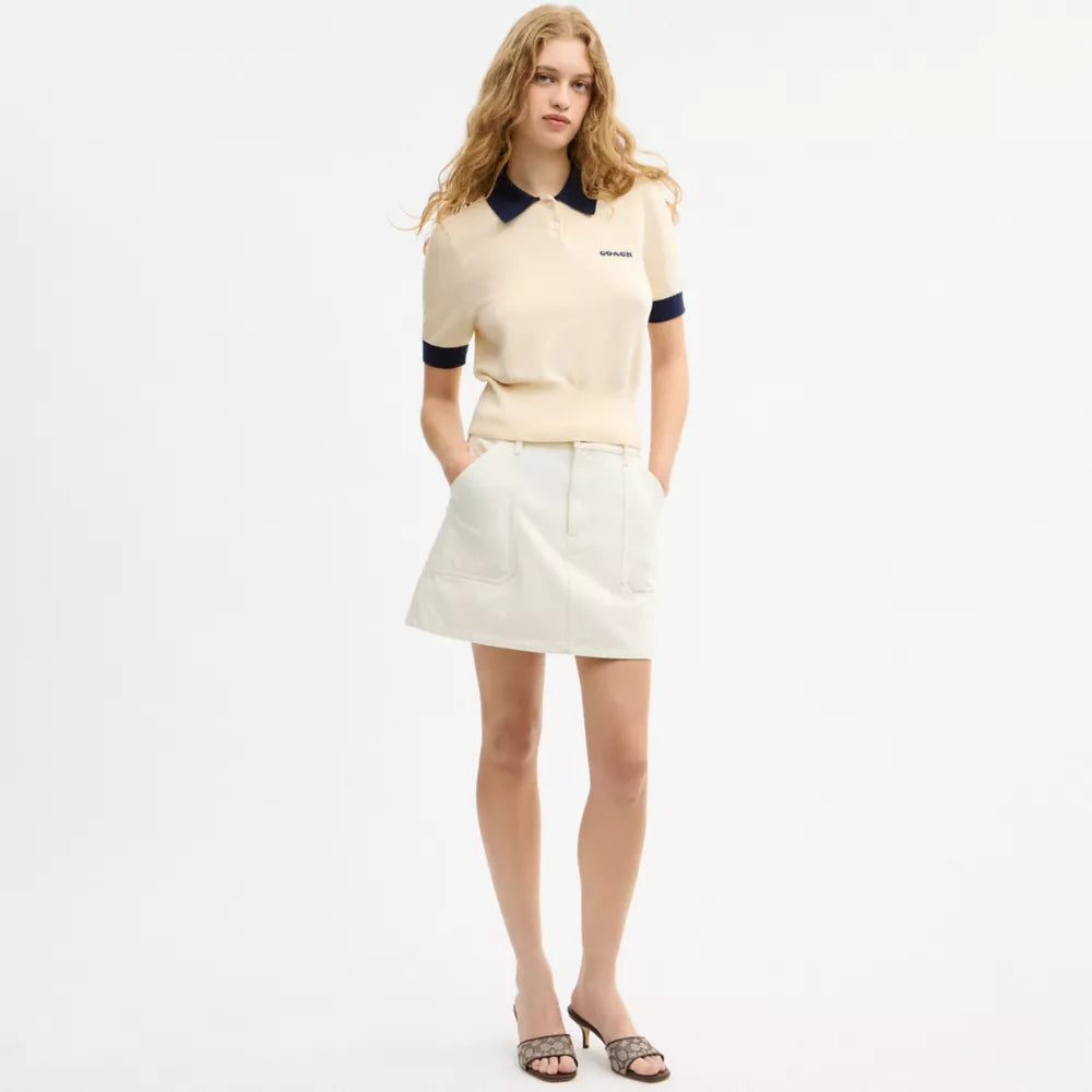 Knit Polo In Organic Cotton - Cream