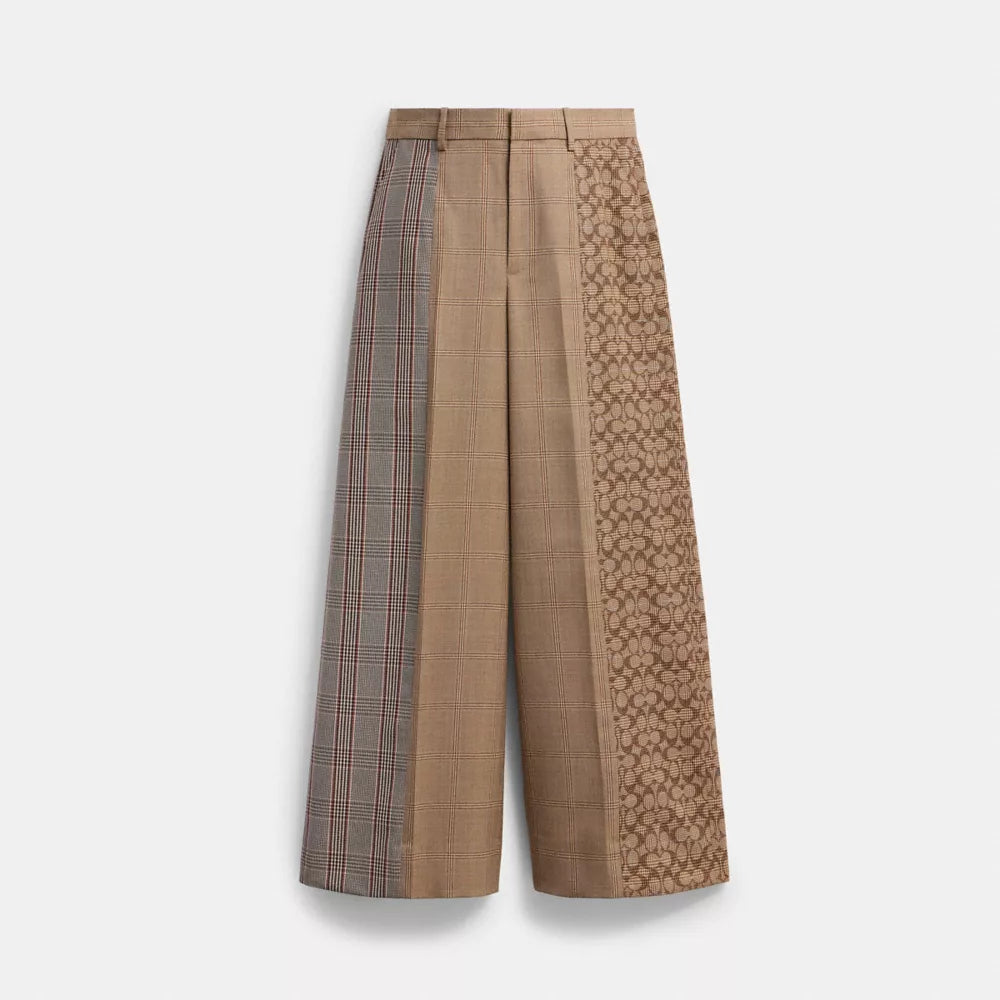 Combo Plaid Tailored Pants - Brown/Multi