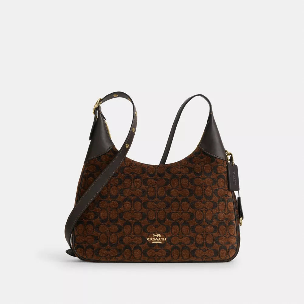 Ella Shoulder Bag In Signature Chenille - Gold/Truffle