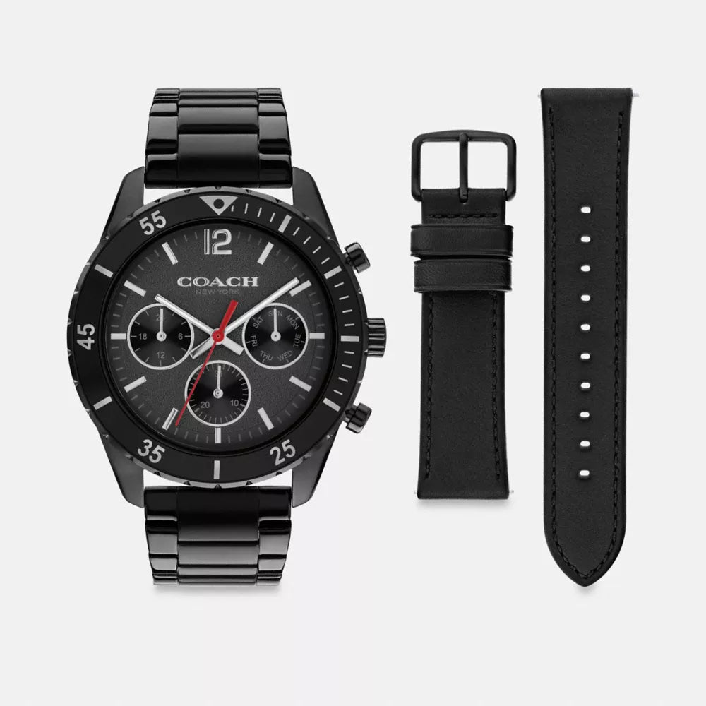 Cole Chronograph Watch Gift Set, 44MM - Black