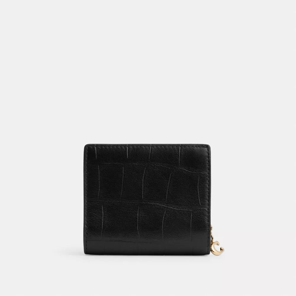 Snap Wallet - Embossed Crocodile/Gold/Black