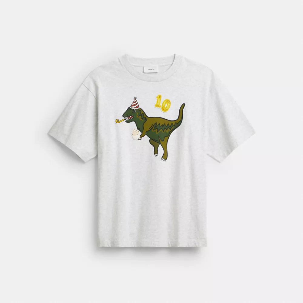 Rexy 10th Birthday Relaxed T-Shirt In Organic Cotton - Heather Grey