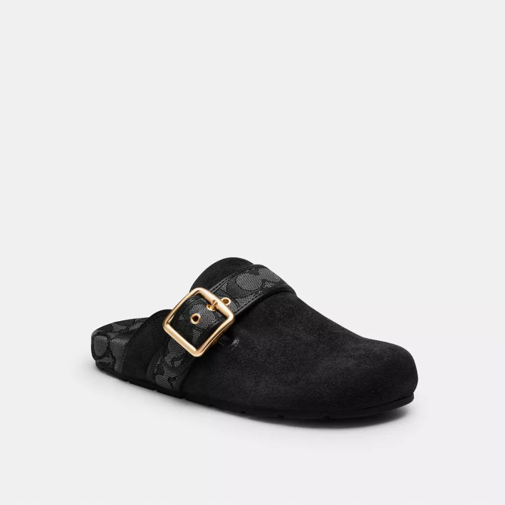 Archival Buckle Clog - Suede/Black
