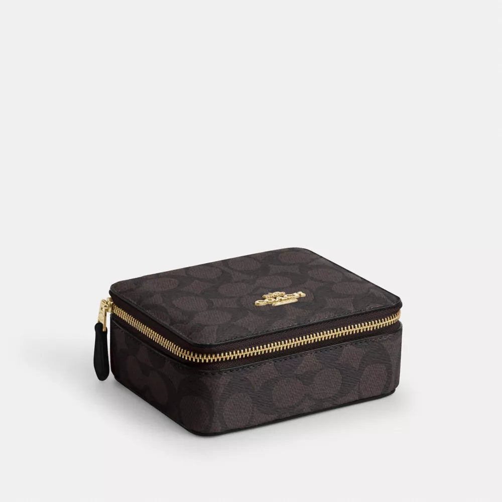 Large Jewelry Box In Signature Canvas - Signature Canvas/Gold/Walnut/Black