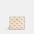 Snap Wallet With Floral Print And Charm - Gold/Chalk Multi