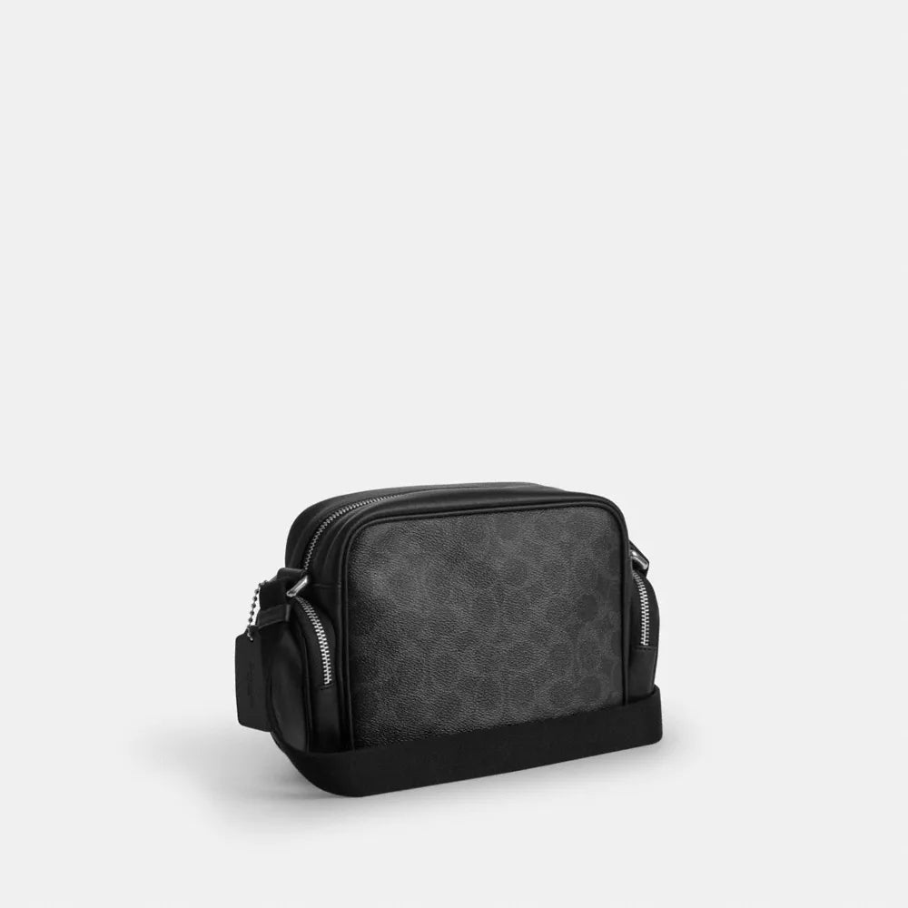 Fletcher Crossbody Bag In Signature Canvas - Signature Canvas/Silver/Black Signature