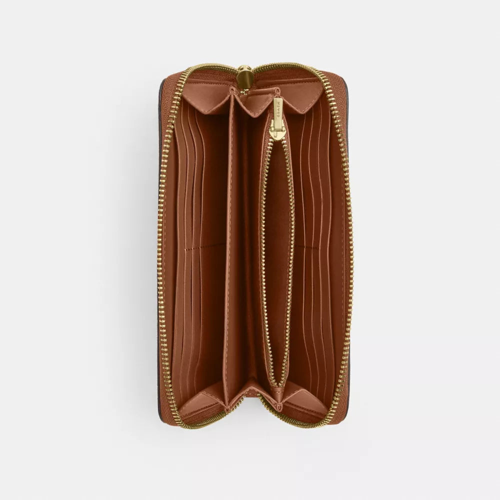 Long Zip Around Wallet - Gold/Warm Brown