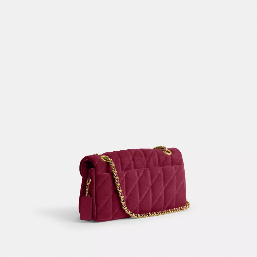 Tabby Shoulder Bag 26 With Quilting - Brass/Dark Fuchsia