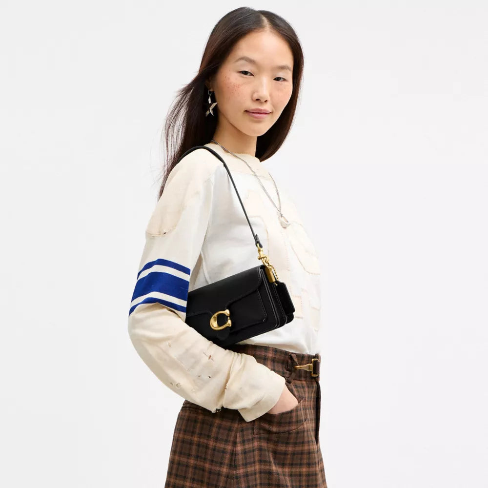 Soft Tabby Shoulder Bag 20 - Natural Grain Leather/Brass/Black