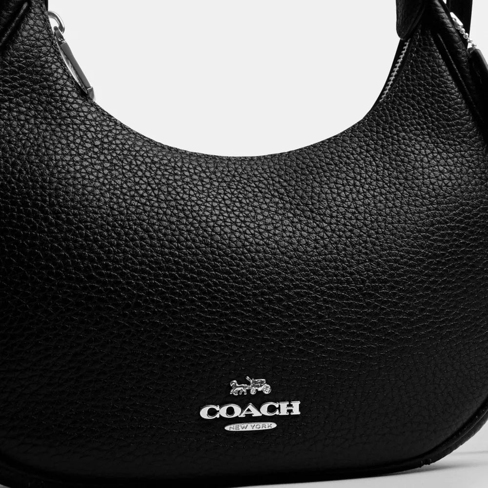 Emily Shoulder Bag - Pebbled Leather/Silver/Black