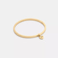 Heart Charm Thin Hinged Bangle - Gold