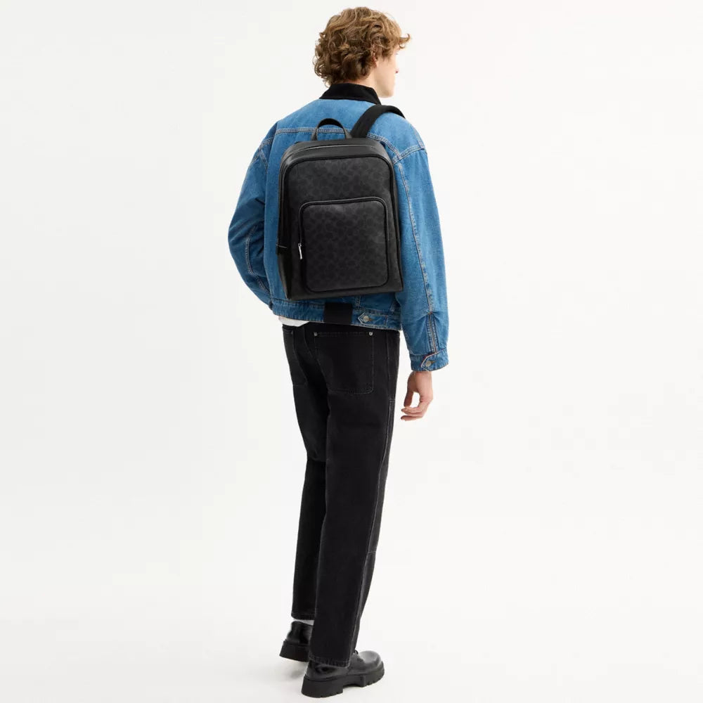 Aiden Backpack In Signature Canvas - Signature Canvas/Silver/Black Signature