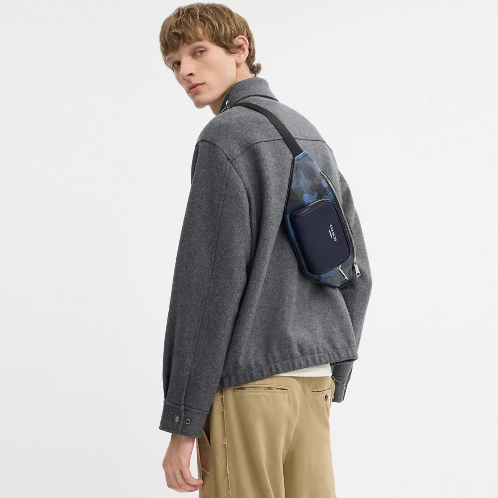 Racer Small Belt Bag In Signature Camo Print - Silver/BLUE MULTI