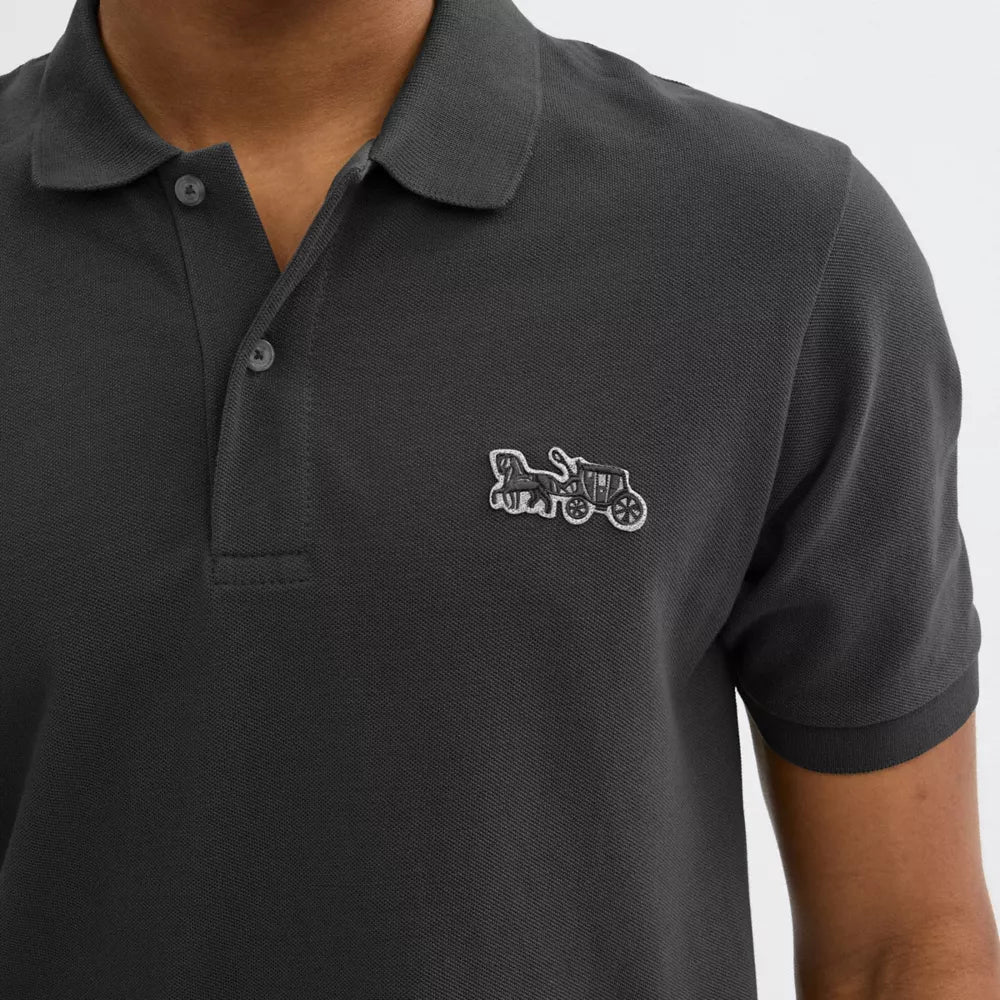 Horse And Carriage Classic Polo In Organic Cotton - Black